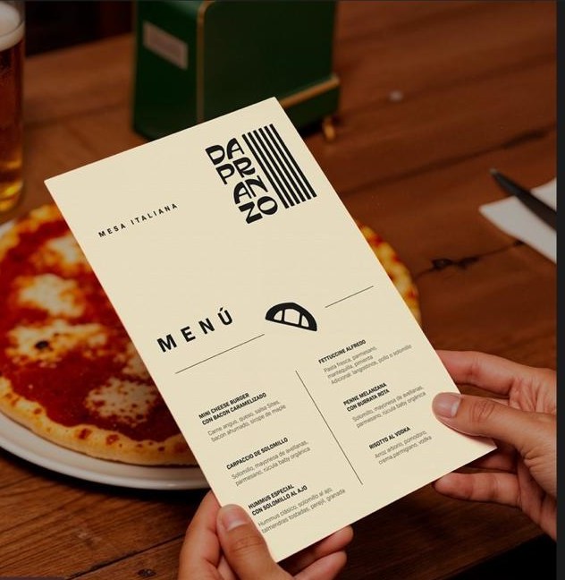 Menú Da Pranzo sobre pizza